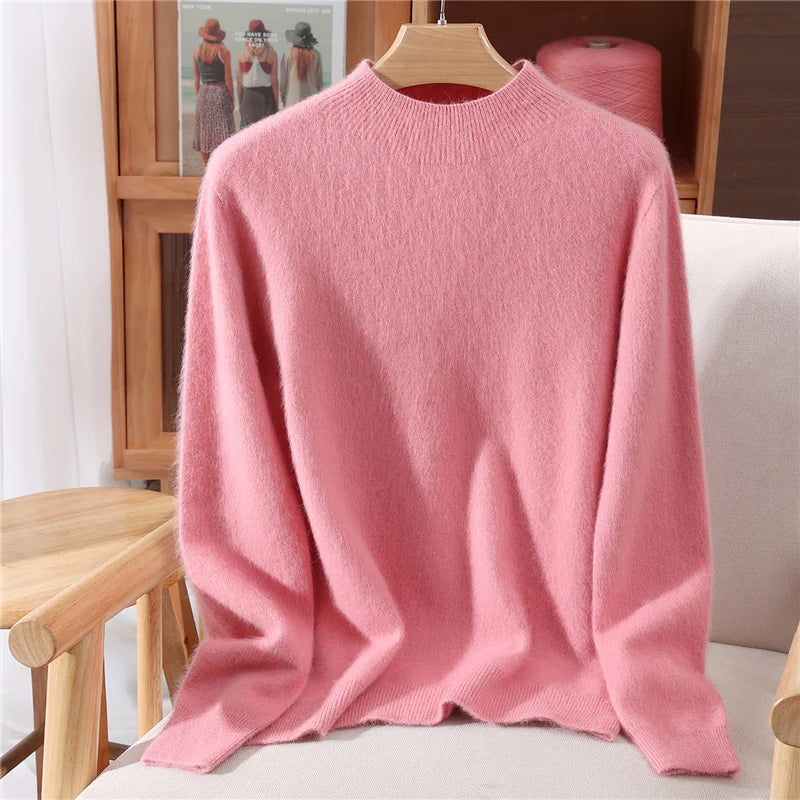 Aurielle | Cashmere Sweater Knit Winter Warm Mock Neck Lightweight Relaxed Fit Pullover Layering Fall