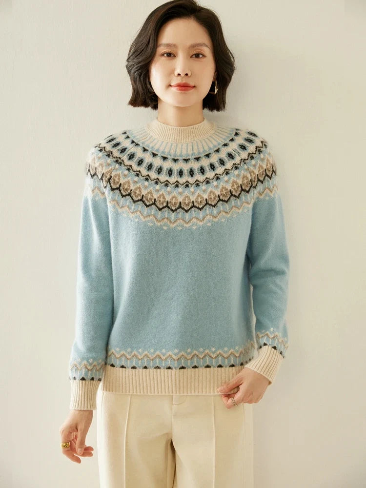 Christine Brewer Jolene cashmere mock neck sweater for women, featuring a soft, cozy fit and classic design.