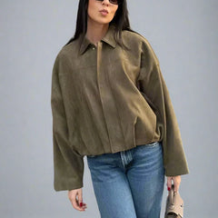 Willow oversized zip-up overshirt jacket for women by Christine Brewer, shown in a relaxed fit with zip closure and soft fabric.