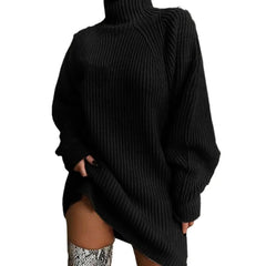 Christine Brewer Esther turtleneck knit sweater dress for women, cozy and stylish, featuring a fitted silhouette and ribbed detailing.