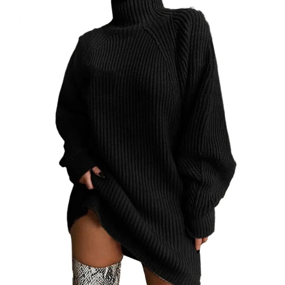 Christine Brewer Esther turtleneck knit sweater dress for women, cozy and stylish, featuring a fitted silhouette and ribbed detailing.