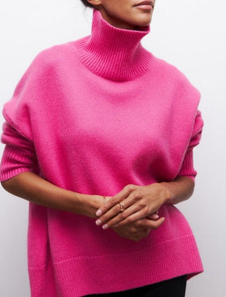 Christine Brewer Iris women's autumn turtleneck sweater in cozy knit, shown in a stylish close-up view.
