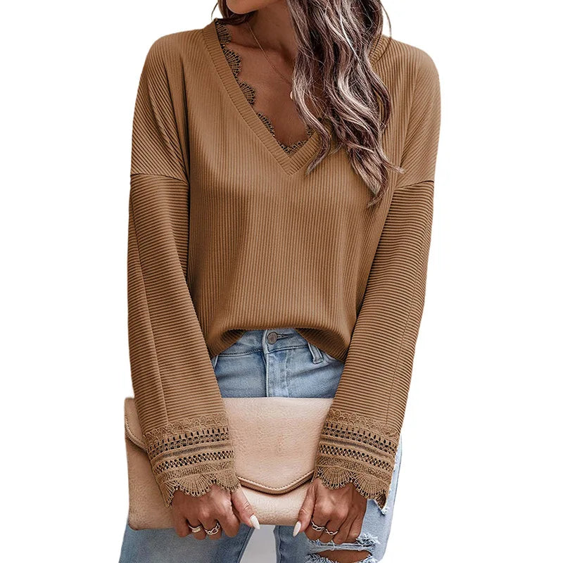 Women’s knit sweater by Christine Brewer, Hadley style, featuring a cozy, textured design in neutral tones.