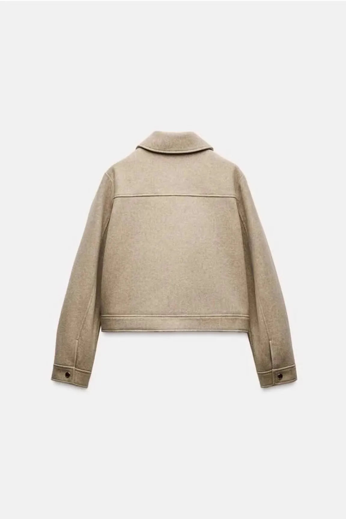 Christine Brewer Isla cropped zip-up utility jacket for women, shown in a stylish, fitted design with functional pockets and a high collar.
