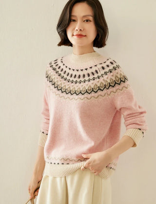 Women’s cashmere mock neck sweater by Christine Brewer, featuring a cozy fit and soft texture in classic style.