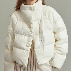 Hannah cropped quilted parka for women by Christine Brewer, shown in a stylish, lightweight design with a hood and quilted exterior.
