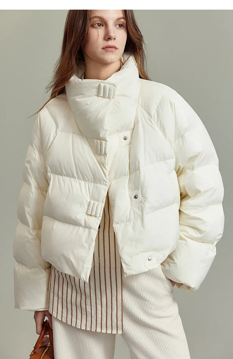 Hannah cropped quilted parka for women by Christine Brewer, shown in a stylish, lightweight design with a hood and quilted exterior.