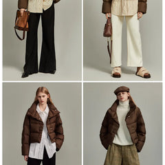 Hannah cropped quilted parka for women by Christine Brewer, featuring a stylish quilted design and a cropped fit in a neutral color.