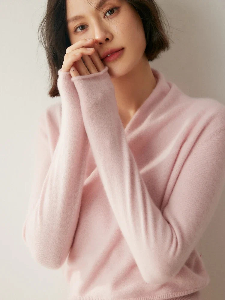 Women’s Dawn cashmere sweater by Christine Brewer, soft cream knit with long sleeves and cozy fit, perfect for casual wear.