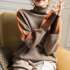 Christine Brewer Sofia turtleneck sweater for women, in a cozy knit design from the #1752 Collection, shown in a close-up view.