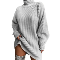 Esther turtleneck knit sweater dress for women by Christine Brewer, featuring a cozy, fitted design in soft knit fabric.