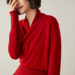 Women’s Dawn cashmere sweater by Christine Brewer, soft cream-colored knit with long sleeves and a cozy, elegant fit.