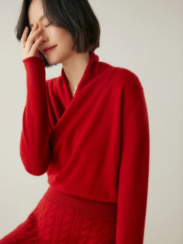 Women’s Dawn cashmere sweater by Christine Brewer, soft cream-colored knit with long sleeves and a cozy, elegant fit.
