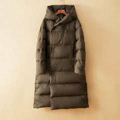Long hooded parka for women from Christine Brewer, featuring a versatile design with a hood and warm, stylish outerwear.