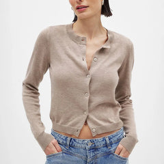Women's knit cardigan by Christine Brewer, featuring a cozy Finley design with a button-up front and textured fabric.