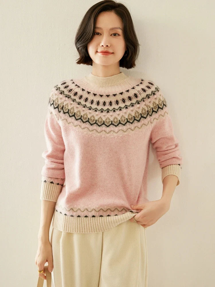 Christine Brewer Jolene cashmere mock neck sweater for women, featuring a soft, cozy fit in a stylish design.