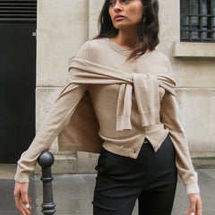 Women’s knit cardigan by Christine Brewer, the Finley model, featuring a soft, cozy design in a stylish knit fabric.