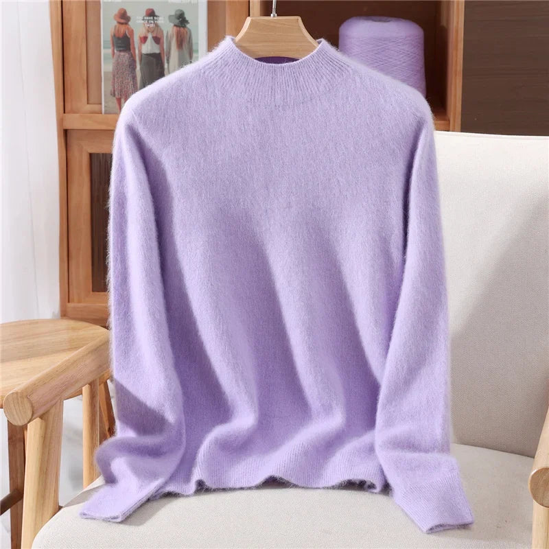 Aurielle | Cashmere Sweater Knit Winter Warm Mock Neck Lightweight Relaxed Fit Pullover Layering Fall