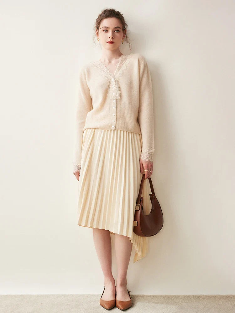 Elegant Elsa cashmere cardigan for women by Christine Brewer, soft knit with a classic fit and cozy neckline.
