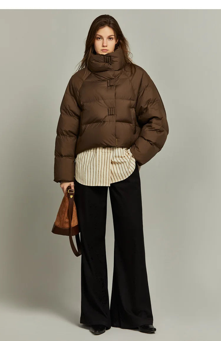 Christina Brewer Hannah cropped quilted parka for women, shown in a stylish quilted design with a hood and warm exterior.