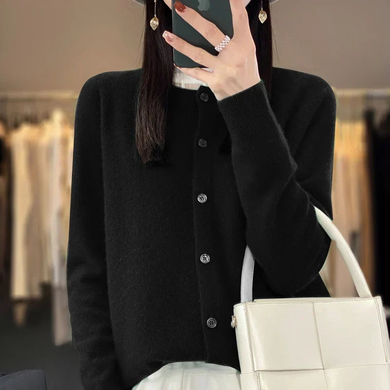 Blanche | Button-Front Crew Neck Cardigan for Women