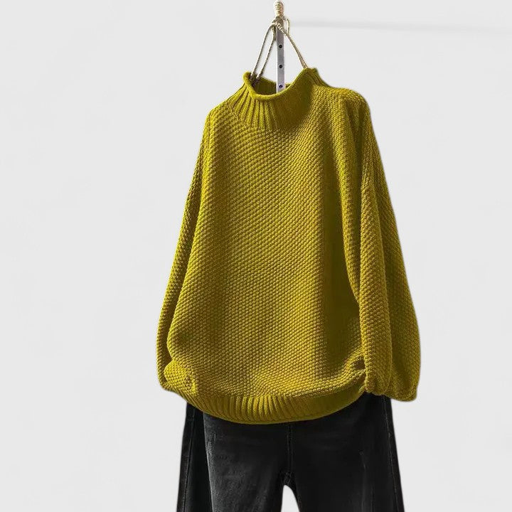 Women’s knit sweater by Christine Brewer, Harmony style, featuring a cozy, textured knit in a versatile design.