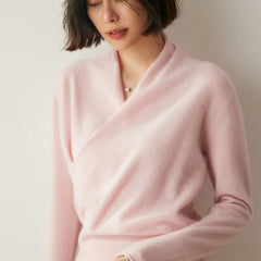 Cream-colored Dawn cashmere sweater for women by Christine Brewer, featuring a cozy, soft knit design.