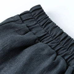 Linen cropped wide-leg drawstring trousers for women by Christine Brewer, featuring a loose pull-on style and relaxed fit.