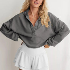 Christine Brewer Eleanor cropped hoodie for women, shown in a soft fabric with a relaxed fit and stylish design.