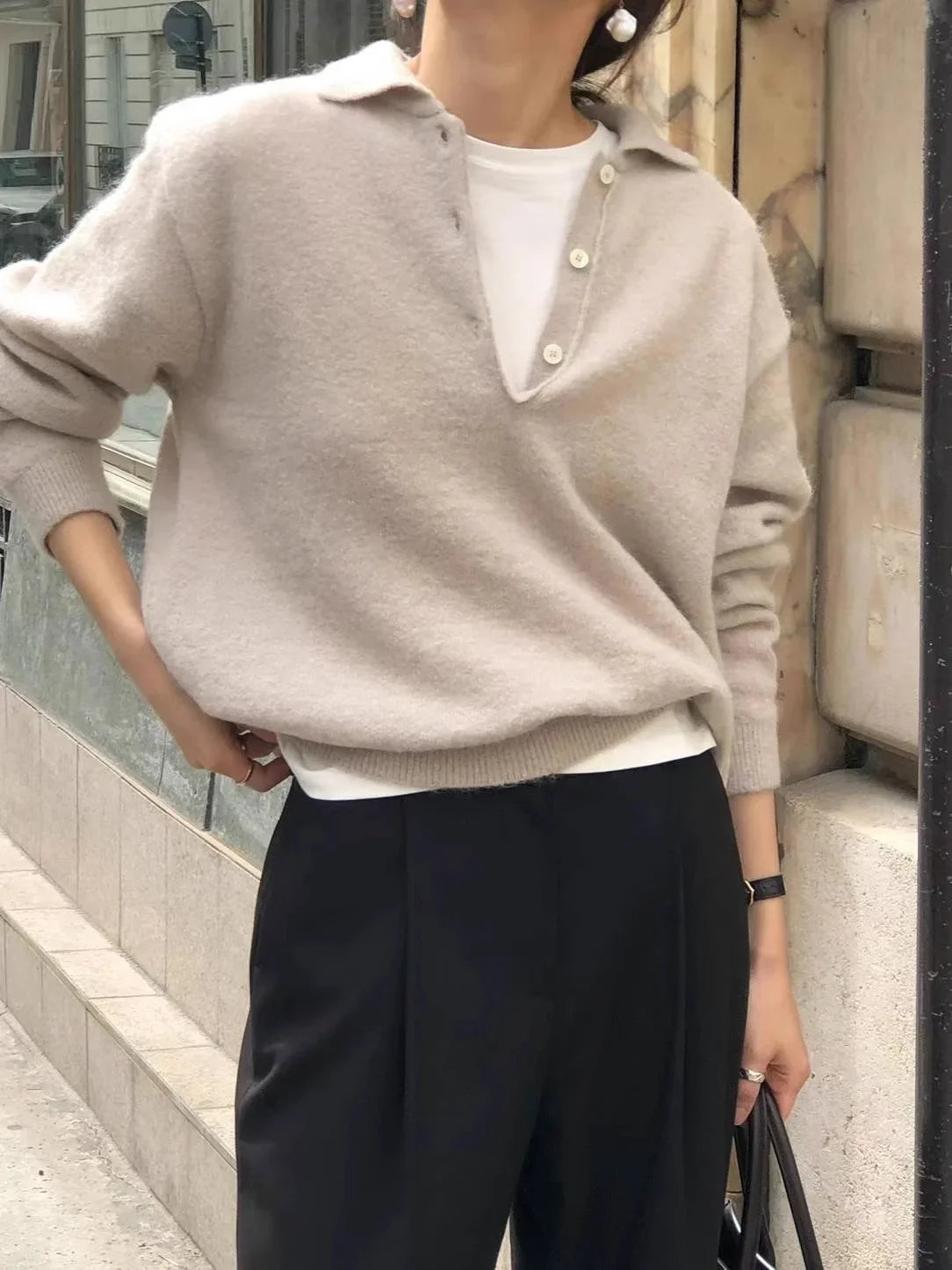Women's Wool Hoodie Sweater by Christine Brewer, featuring a cozy, stylish wool hoodie for women in a soft, warm fabric.