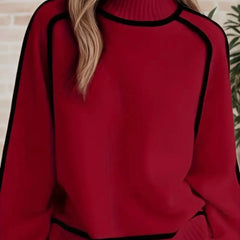 Madeline turtleneck sweater for women by Christine Brewer, featuring a cozy knit design in a neutral color.