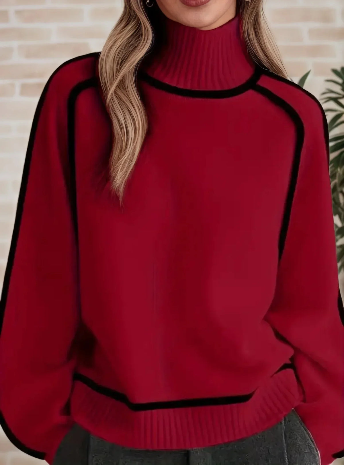 Christine Brewer Eva loose fit roll neck sweater in a tailored chic style, shown in a cozy, soft fabric with a relaxed fit.