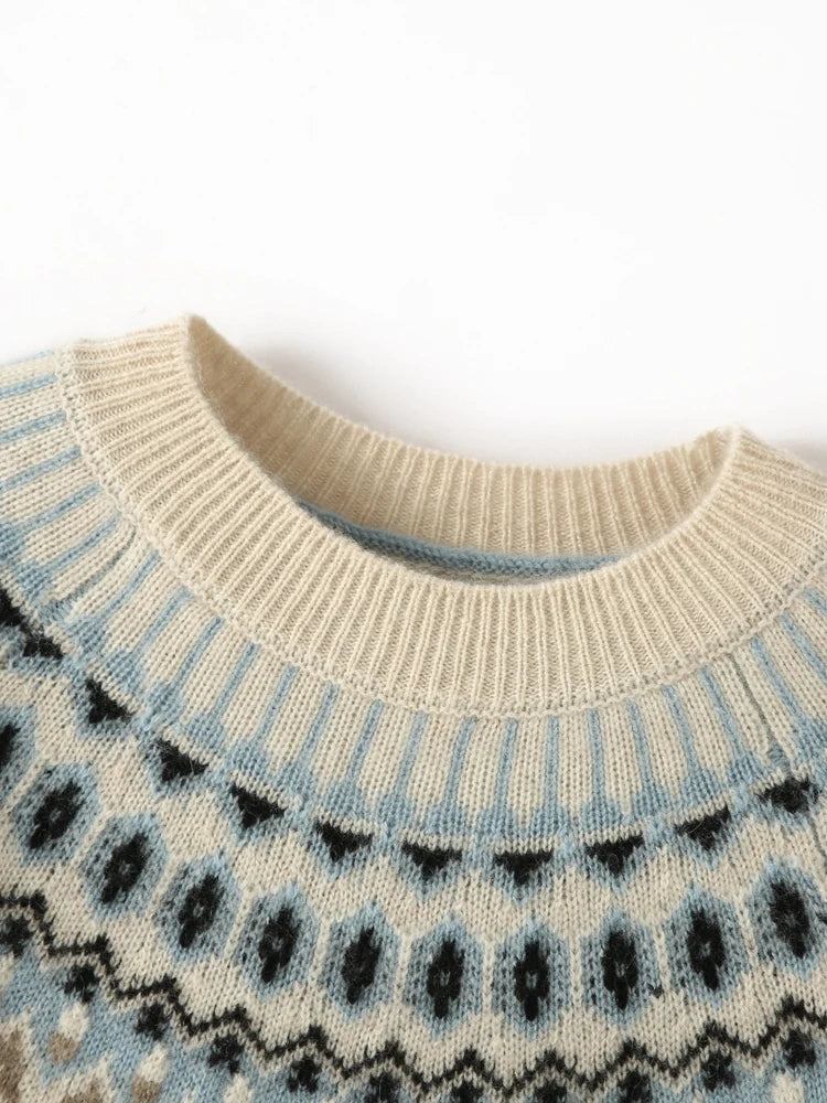 Cream-colored Christine Brewer Jolene cashmere mock neck sweater for women, shown on a model with a cozy, stylish fit.