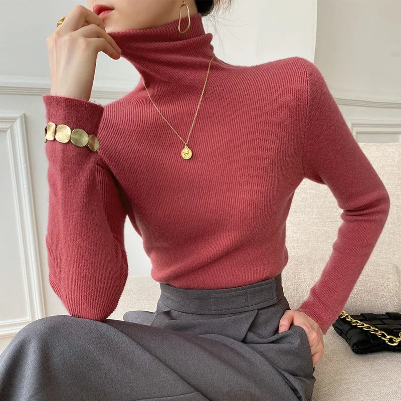 Camille | Cashmere Sweater Turtleneck Knit Winter Warm Slim Fit Lightweight Pullover Layering Fall