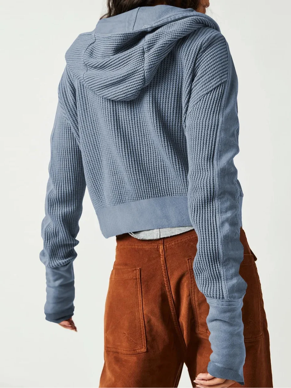 Mia cropped hooded hoodie for women by Christine Brewer, featuring a comfortable fit and casual style in soft fabric.