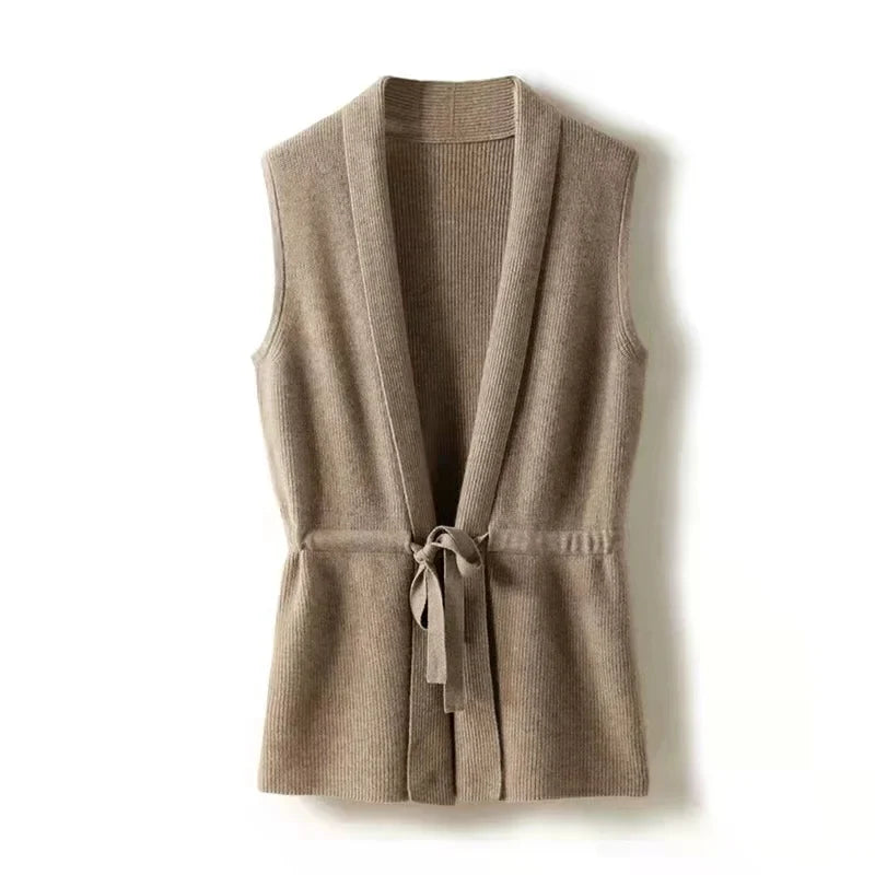 Christine Brewer Courtney cashmere wool knit sweater vest for women, featuring a cozy, stylish design in soft, warm fabric.