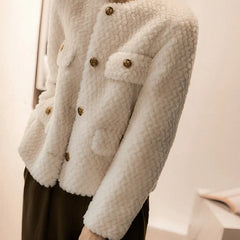 Velvet short jacket for women from the Aria collection by Christine Brewer, shown in a sleek, elegant design.