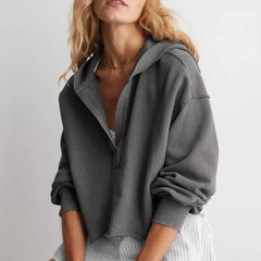 Eleanor cropped hoodie for women by Christine Brewer, featuring a comfortable fit and casual style in soft fabric.