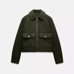 Isla cropped zip-up utility jacket for women by Christine Brewer, featuring a functional design and versatile style.