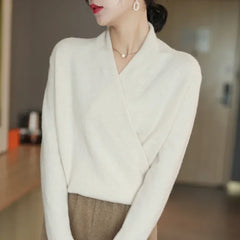 Christine Brewer Gwen cashmere V-neck sweater for women, soft and cozy knit in a stylish design.
