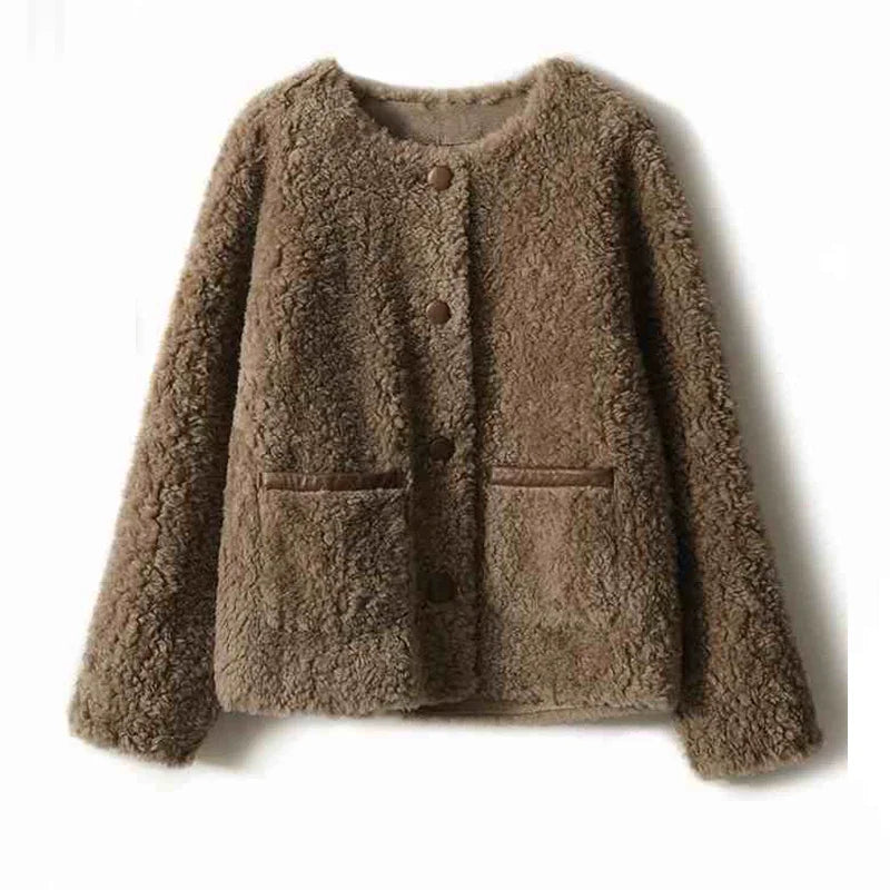 Emily glam faux fur coat for women by Christine Brewer, featuring plush, luxurious fur in a stylish design.