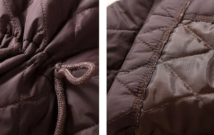 Longline puffer jacket for women by Christine Brewer, featuring a stylish, insulated design perfect for cold weather.