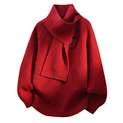 Nina ribbed scarf neck sweater for women by Christine Brewer, featuring a cozy knit design and fitted silhouette.