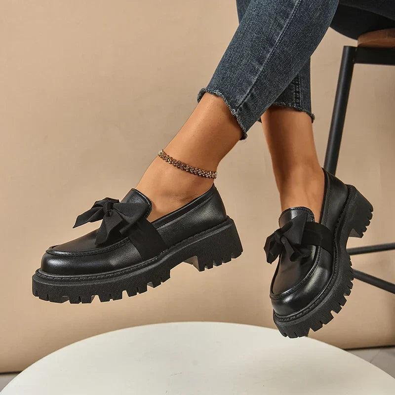 Christine Brewer Garisa women's orthopedic platform shoes with comfortable walking design, featuring stylish black footwear.