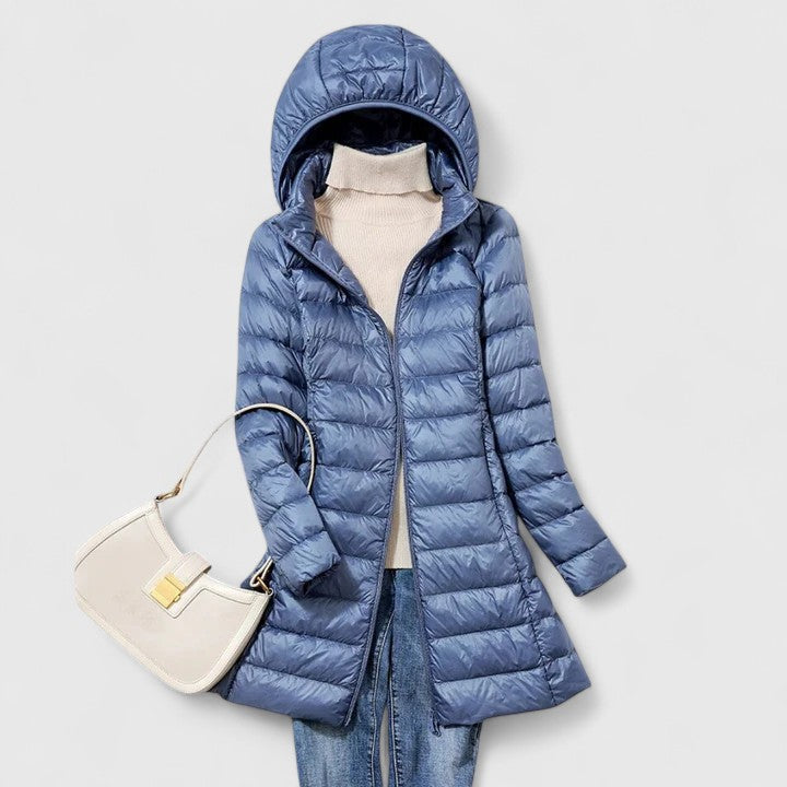 Ilse | Quilted Longline Hooded Puffer Jacket for Women