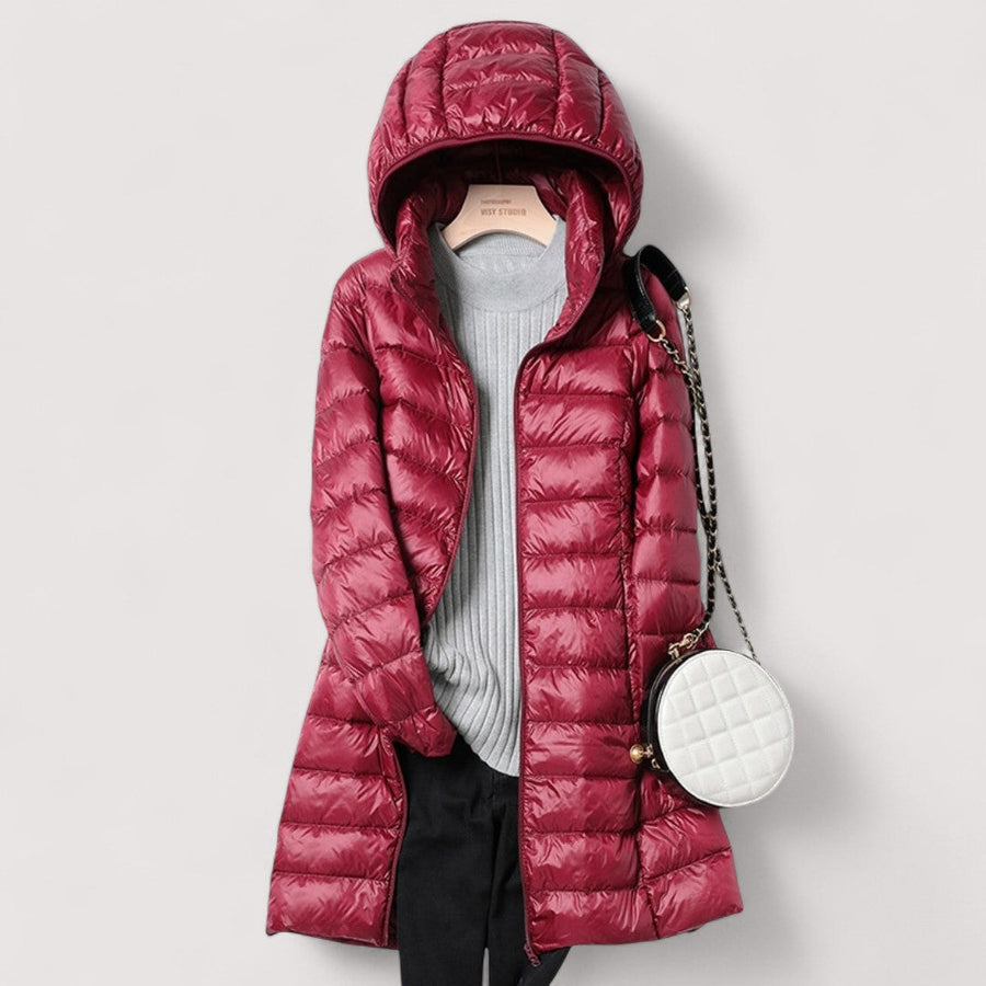 Jeanette | Quilted Longline Hooded Puffer Jacket for Women