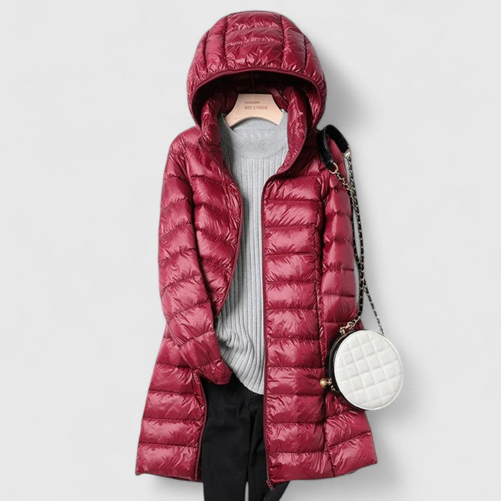 Ilse | Quilted Longline Hooded Puffer Jacket for Women