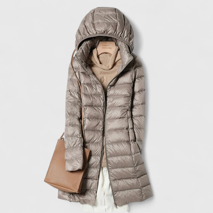 Ilse | Quilted Longline Hooded Puffer Jacket for Women