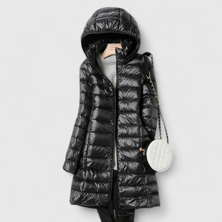Ilse | Quilted Longline Hooded Puffer Jacket for Women