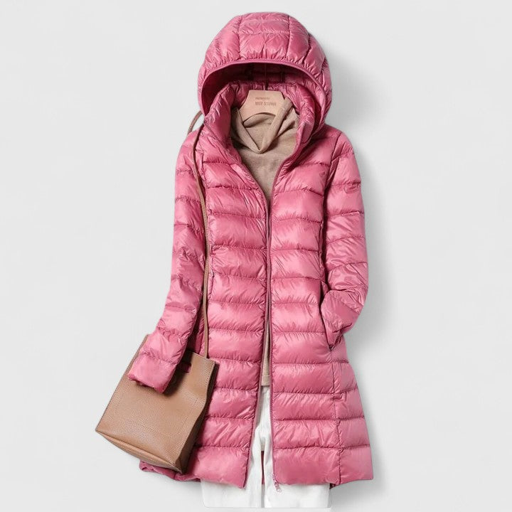 Ilse | Quilted Longline Hooded Puffer Jacket for Women